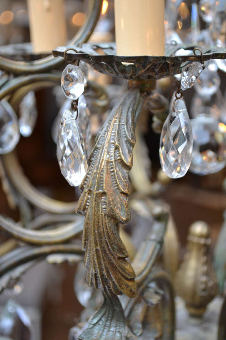 French Antique Louis XIV Bronze and Crystal Chandelier 2
