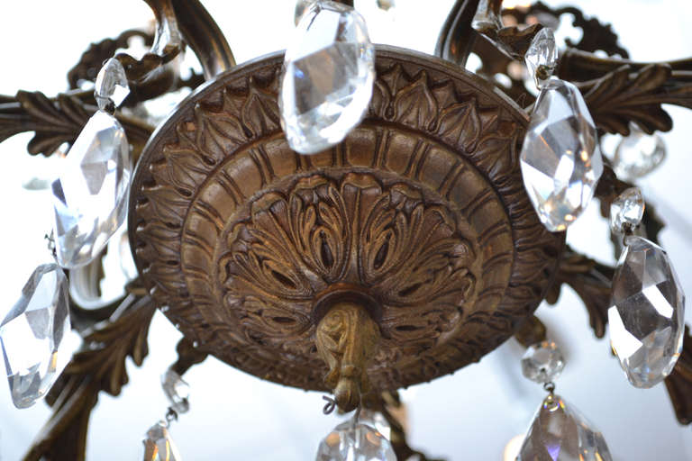 French Antique Louis XIV Bronze and Crystal Chandelier 5