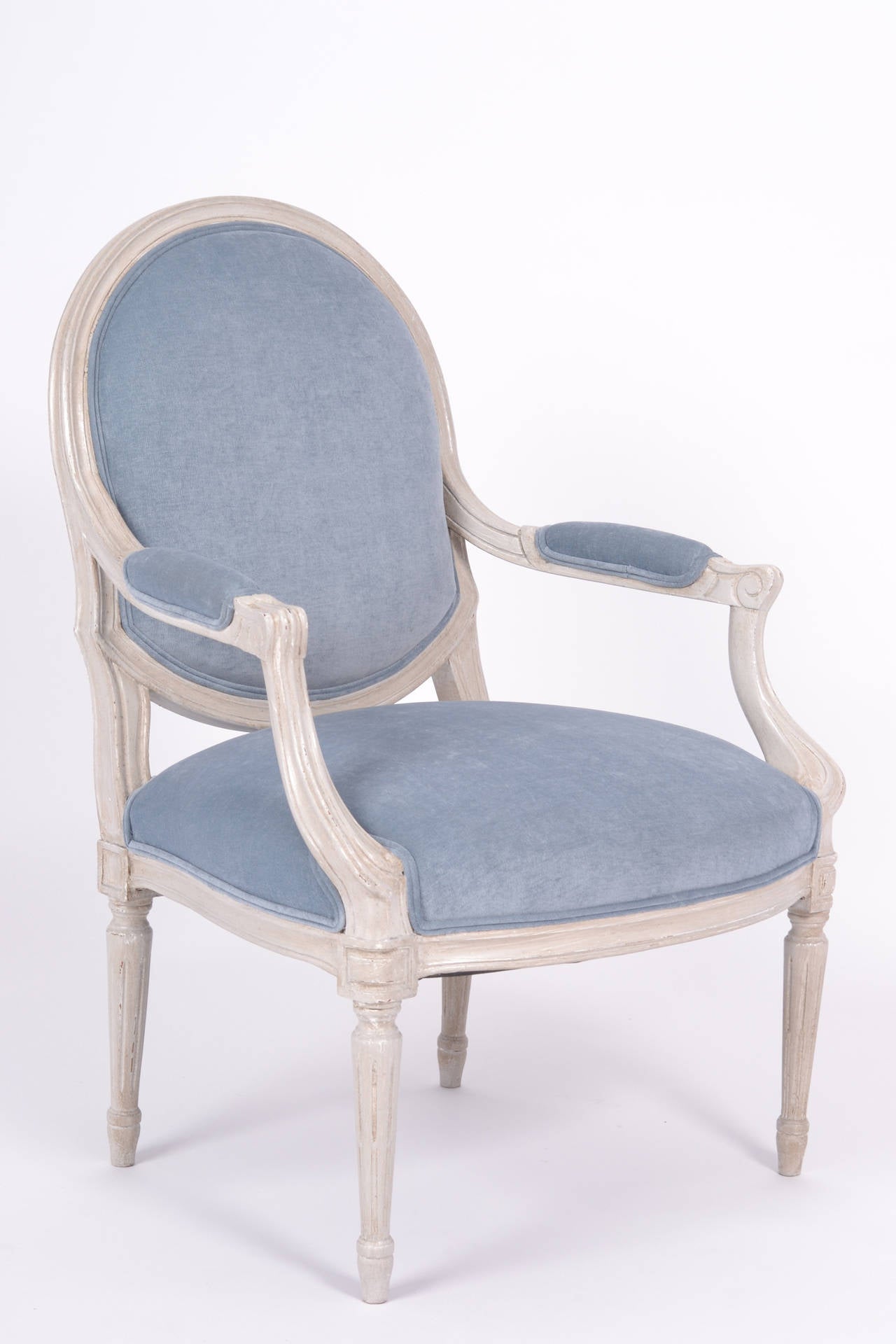 Carved Louis XVI Style Pair of Armchairs