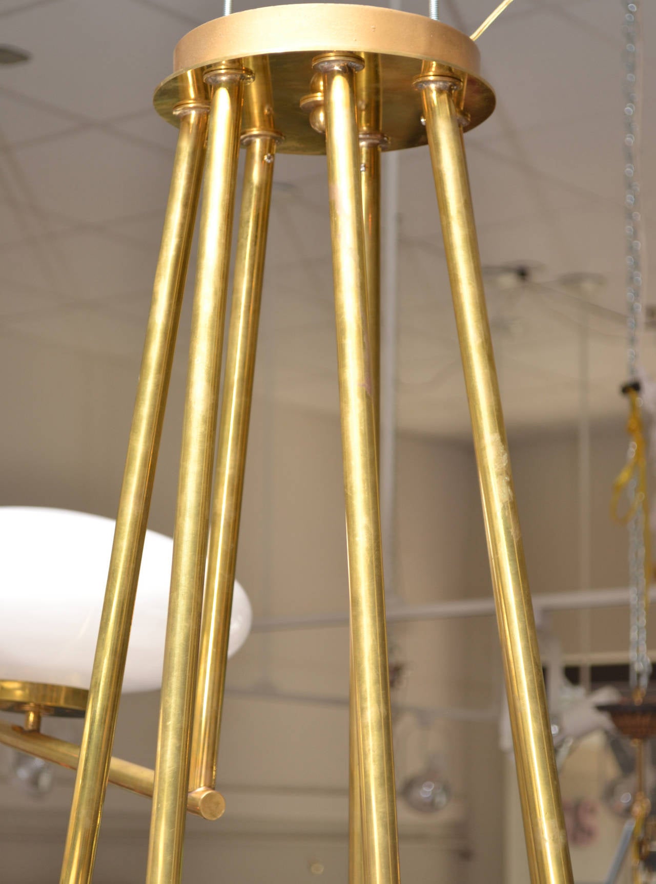 Murano Brass with Glass Globes Chandelier 2