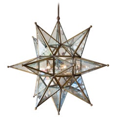 Vintage Brass & Glass Star Chandelier