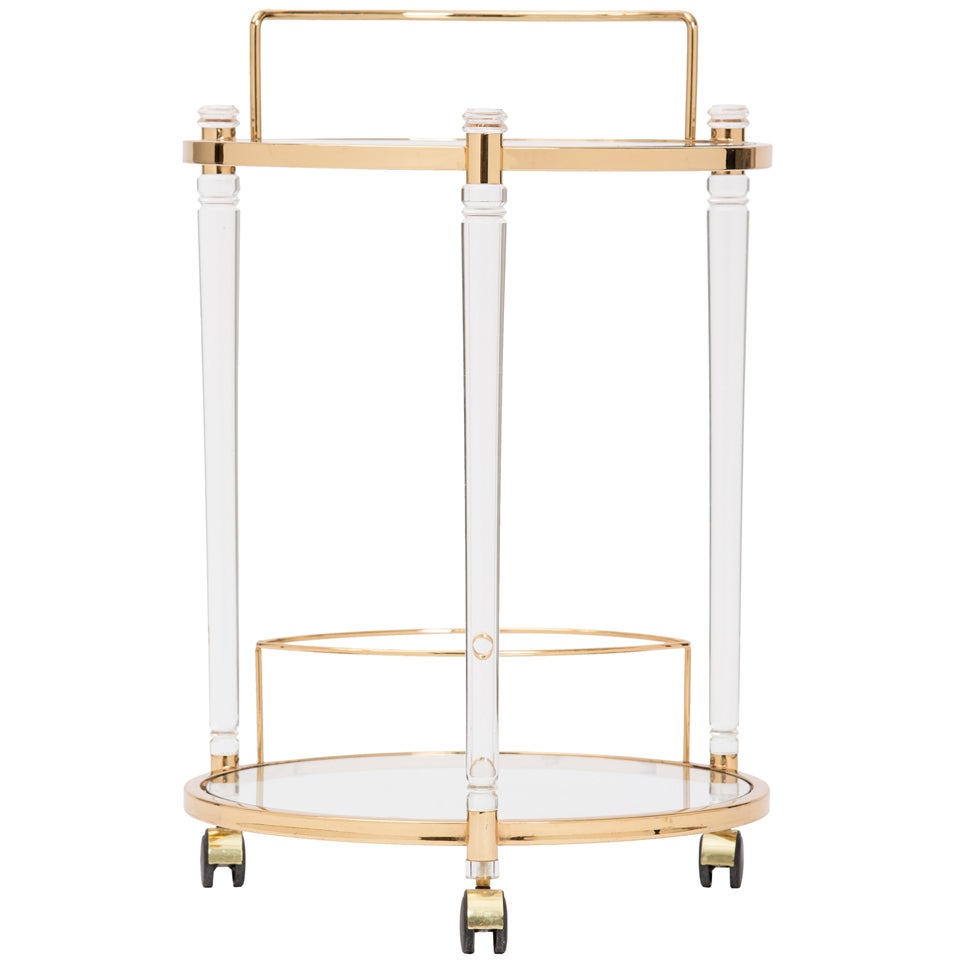 Midcentury Bar Cart in Lucite & Gilt Brass