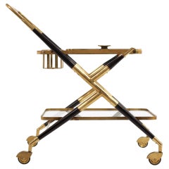 Cesare Lacca Ebonized Mahogany & Brass Bar Cart