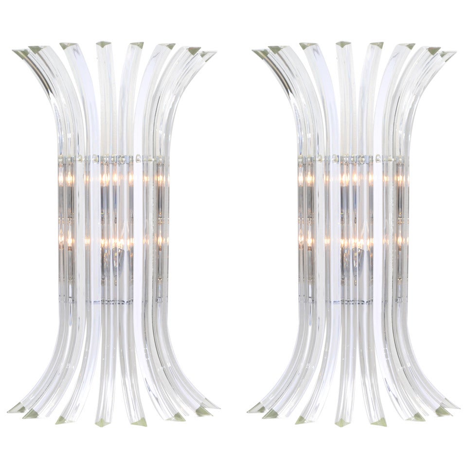 "Curve" Murano Glass Sconces in the Style of Venini For Sale