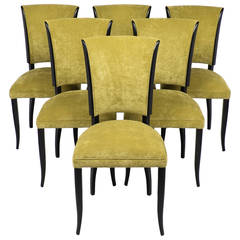 French Art Deco Set of Six Dining Chairs