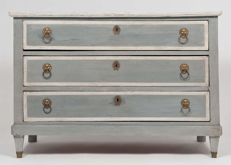 French Consulat Period Blue Patina Chest of Drawers In Good Condition In Austin, TX