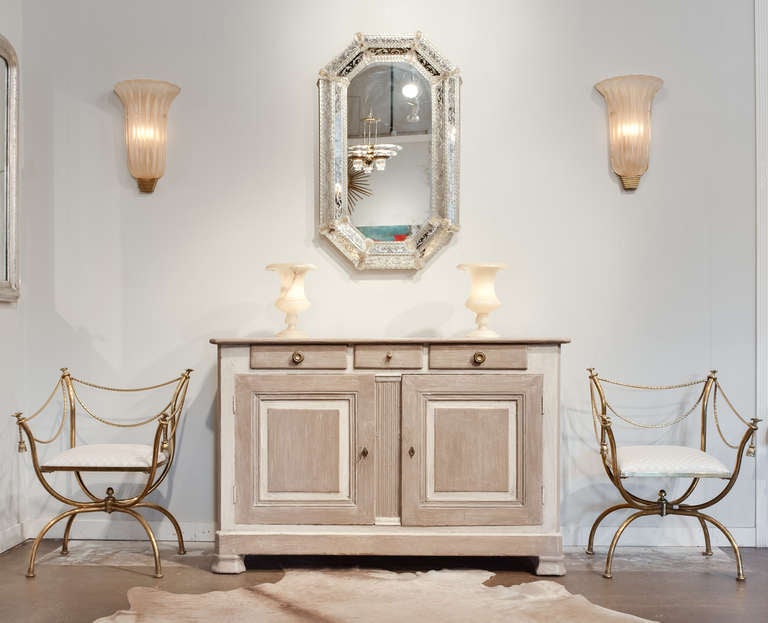 French Restoration Grey and White Patina Buffet