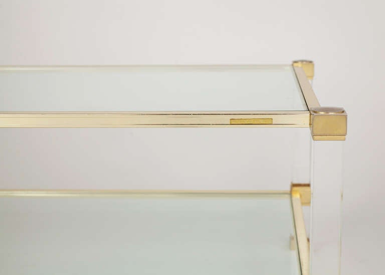 Lucite & Brass Coffee Table by Pierre Vandel 2