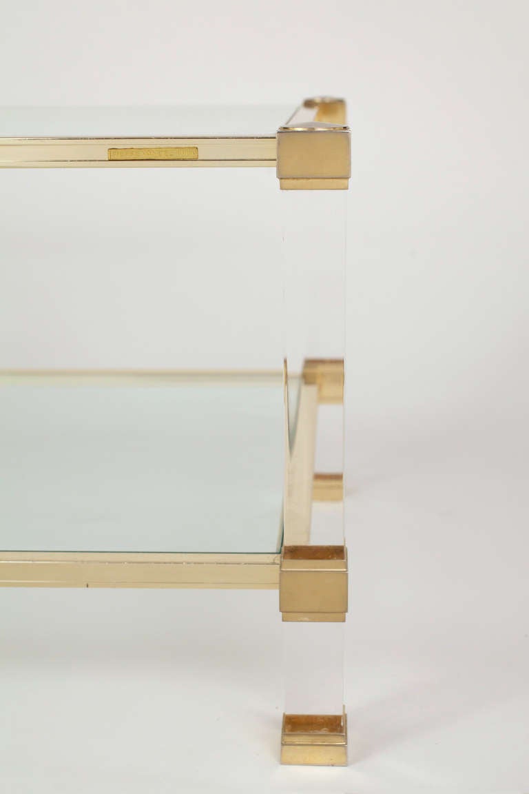 Lucite & Brass Coffee Table by Pierre Vandel 3