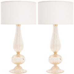 Pair of Murano Pulegoso Glass Lamps 6