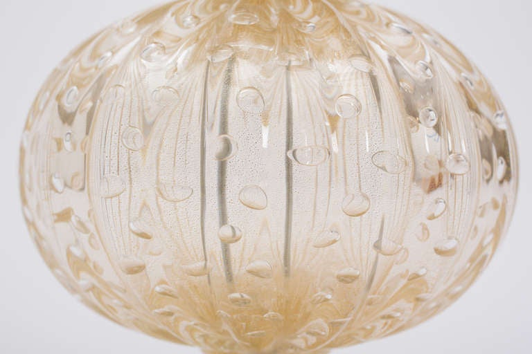 Or Paire de lampes en verre Pulegoso de Murano en vente