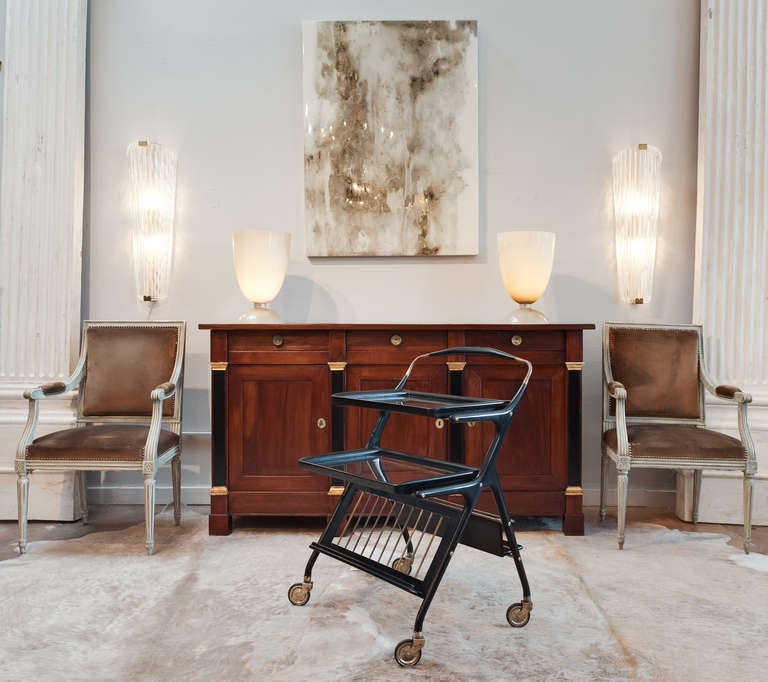 Cesare Lacca Ebonized Hotel Cart