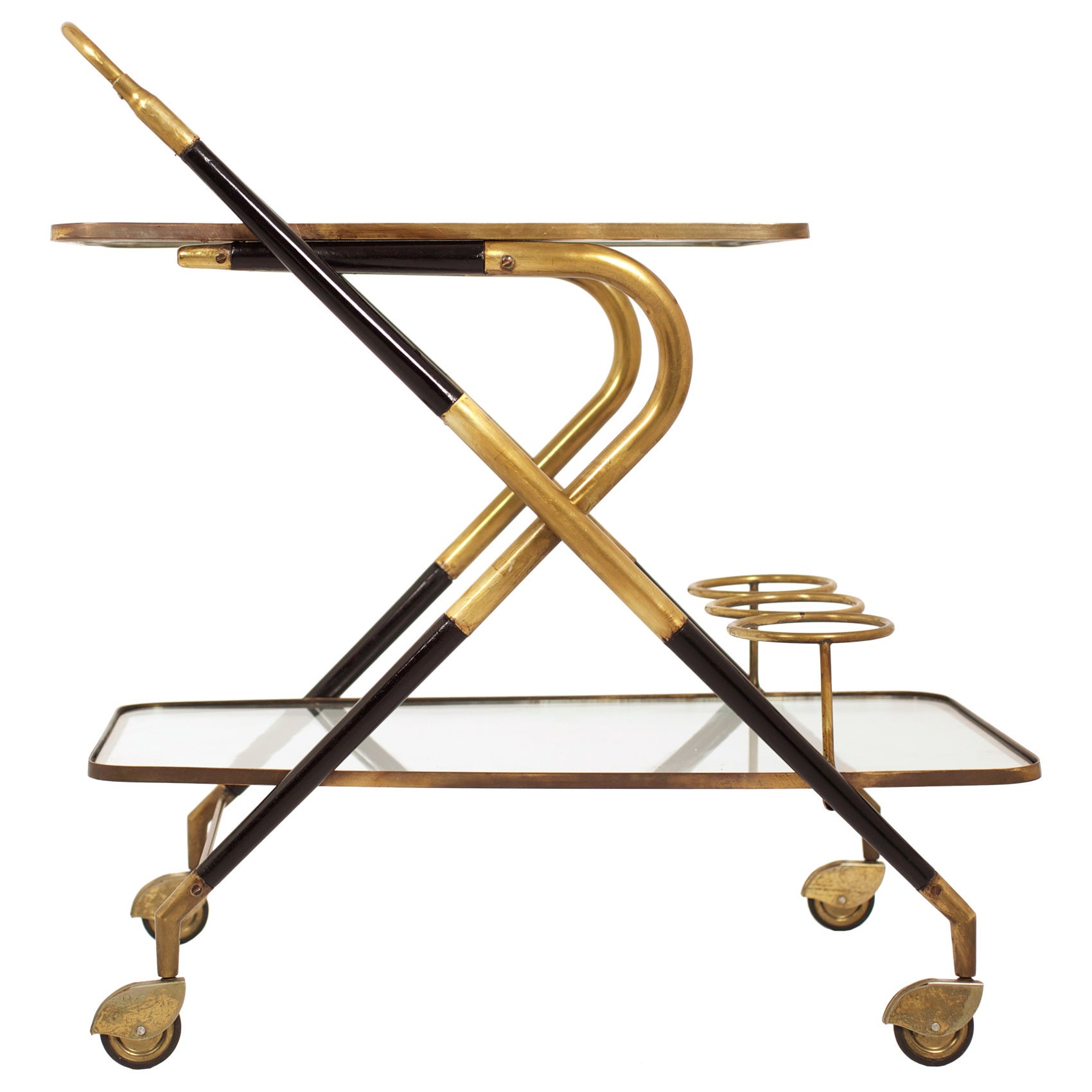 Cesare Lacca Ebonized Mahogany & Brass Bar Cart