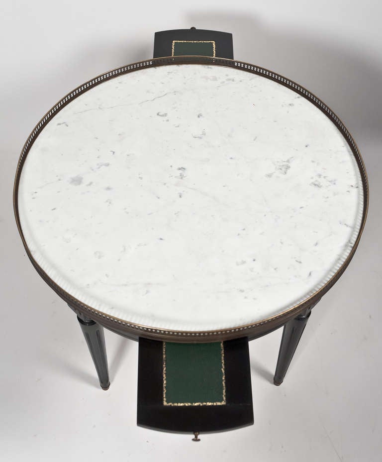 20th Century Louis XVI Carrara Marble Top Bouillotte Table