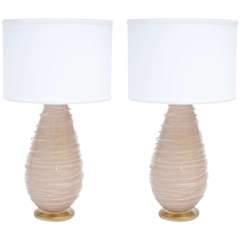 Pair of Swirling Murano Amethyst Glass Lamps