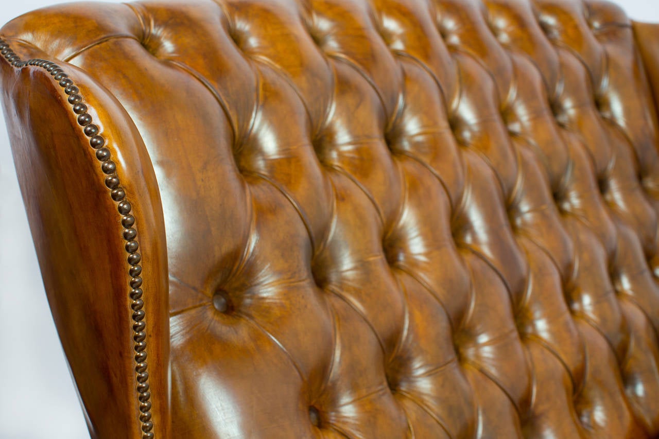 Chesterfield Vintage Tufted Leather Wingback Sofa