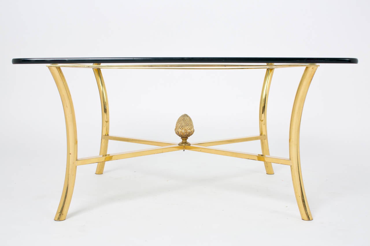 Mid-Century Modern French Vintage Gilt Brass Coffee Table by Maison Raphael