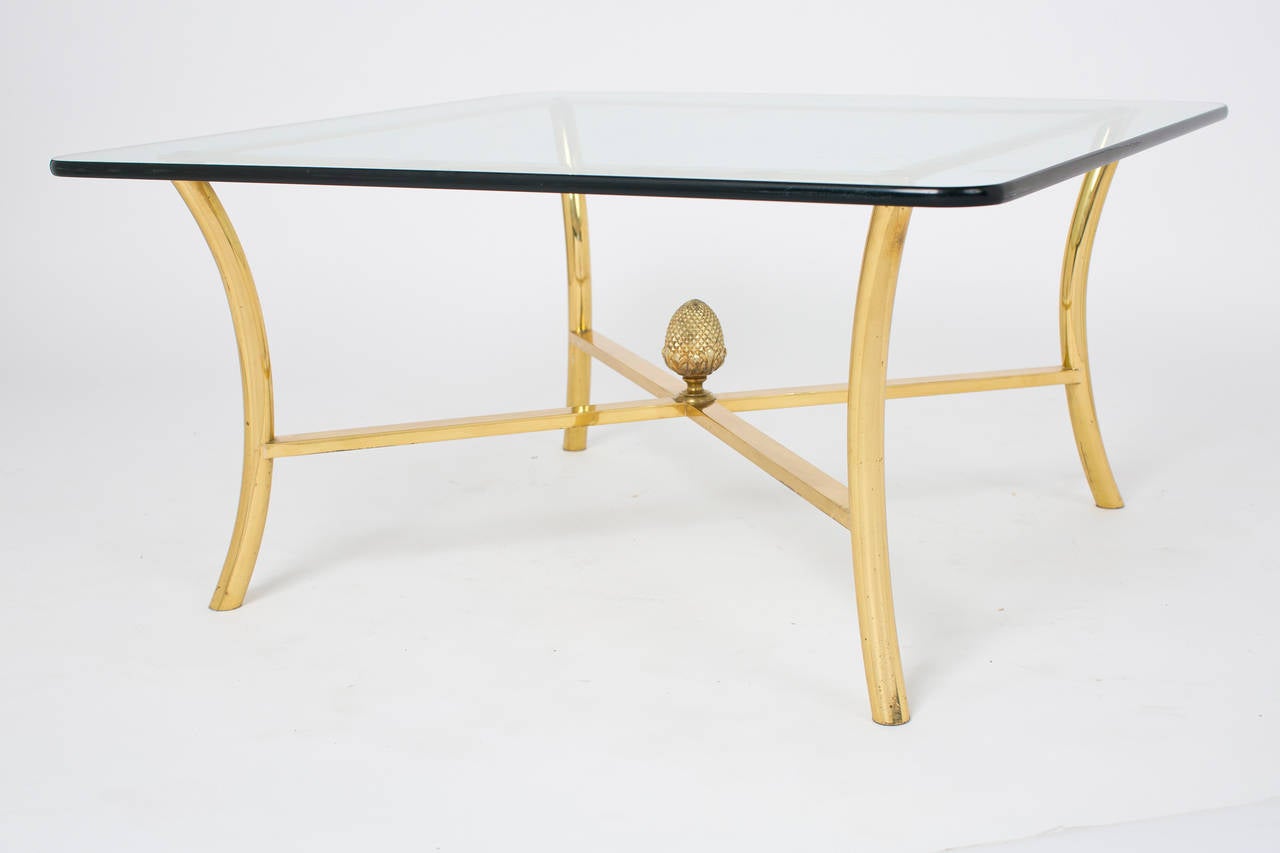 Mid-20th Century French Vintage Gilt Brass Coffee Table by Maison Raphael