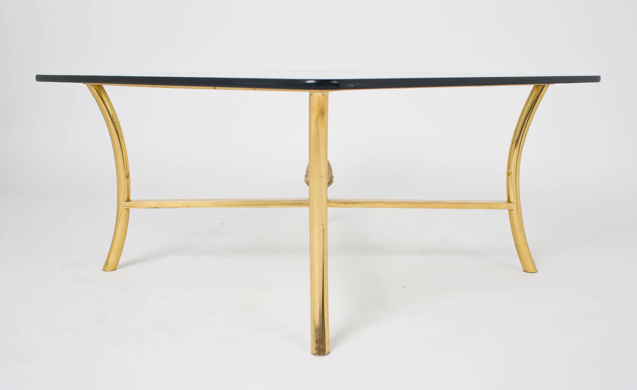 French Vintage Gilt Brass Coffee Table by Maison Raphael In Good Condition In Austin, TX