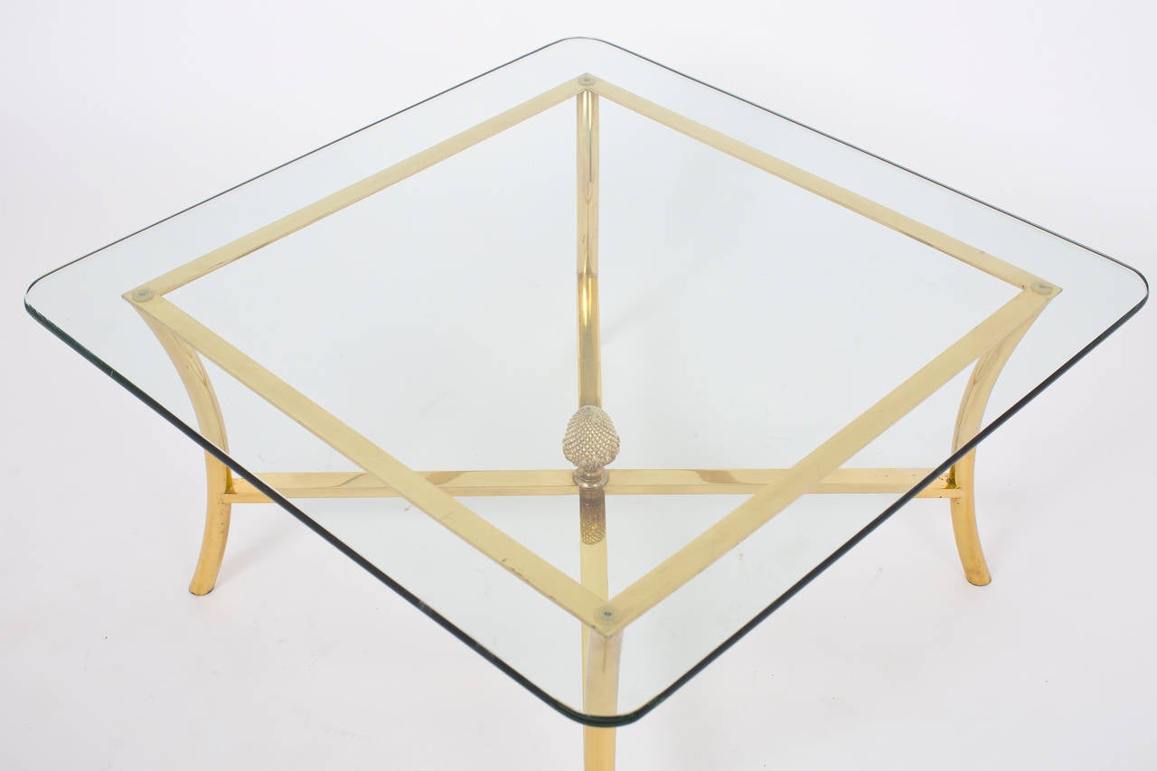 French Vintage Gilt Brass Coffee Table by Maison Raphael 2
