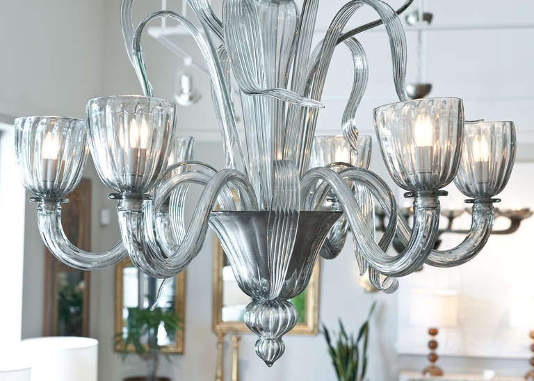 Murano Smoked Glass Chandelier by Seguso In Excellent Condition For Sale In Austin, TX