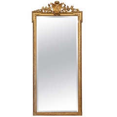 French Napoleon III Period Full Length Gold Leafed Mirror