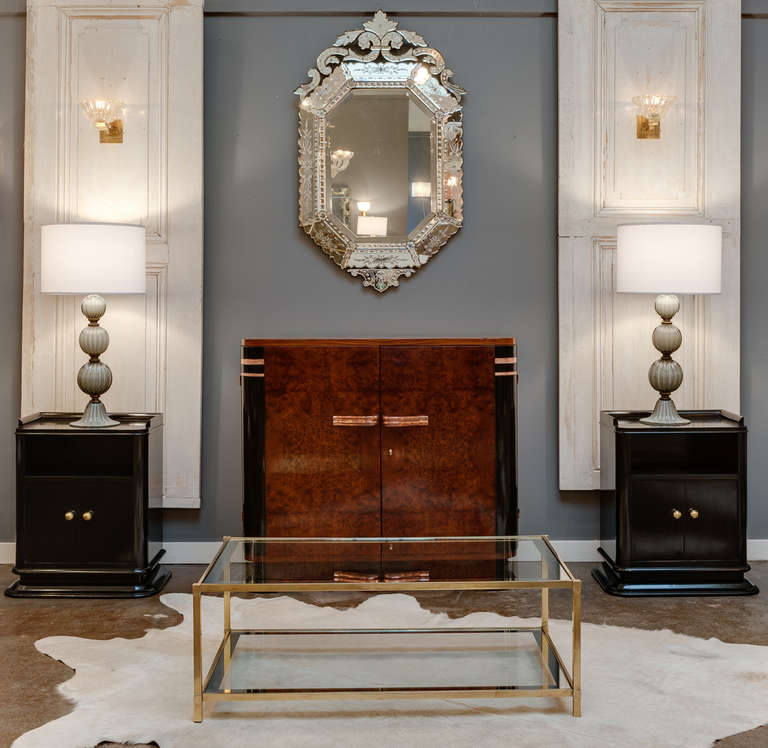 Pair of Pulegoso Murano Glass & Brass Sconces