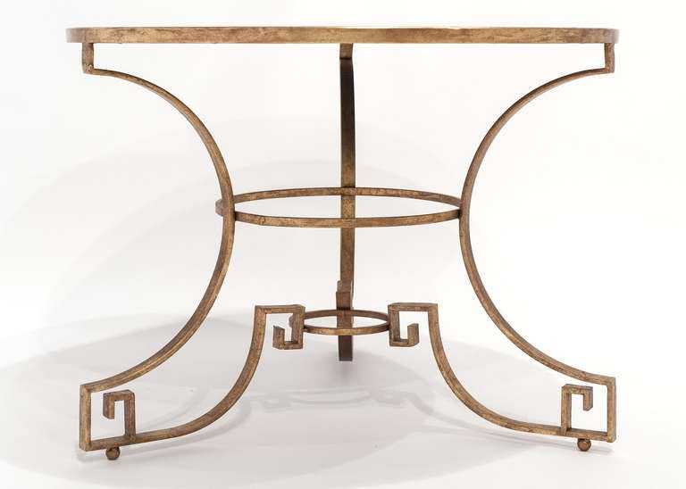 Mid-Century Modern Pair of Gold Leafed Iron Coffee Tables