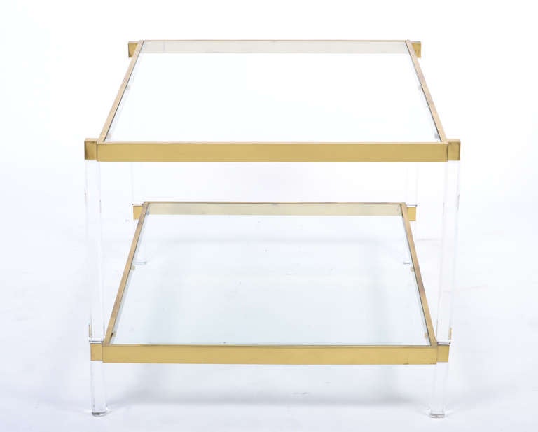 Brass Vintage Lucite  Table