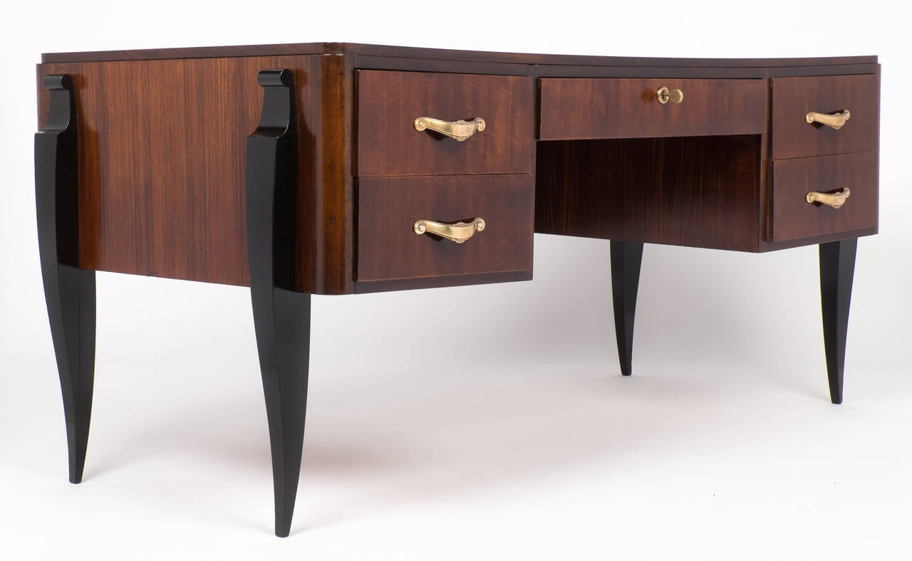 French Art Deco Period Rosewood Desk In Good Condition In Austin, TX