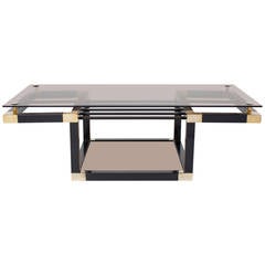 French Vintage Brass and Lacquered Steel Coffee Table French Vintage Brass and Lacquered Steel Coffee Table