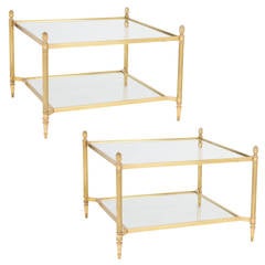 Pair of Maison Baguès Brass Side Tables