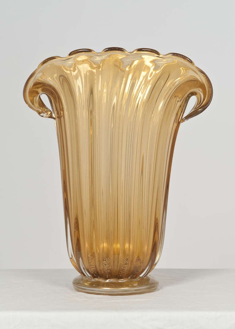 murano amber glass vase