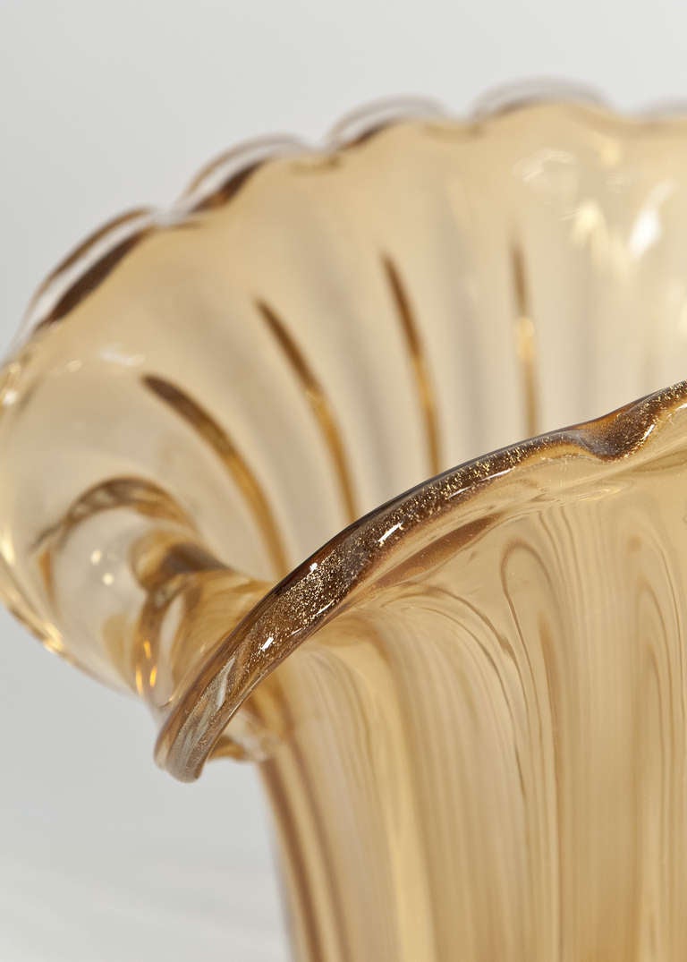 Murano Amber and Gold Glass Vase 1