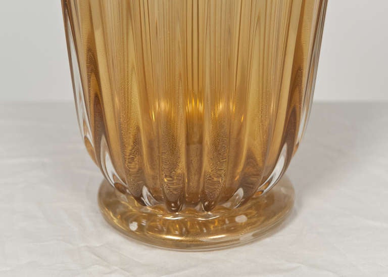 Murano Amber and Gold Glass Vase 2