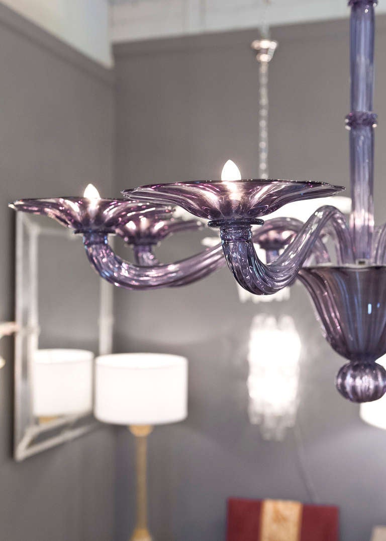 Murano Viola Glass Chandelier by Seguso In Excellent Condition In Austin, TX
