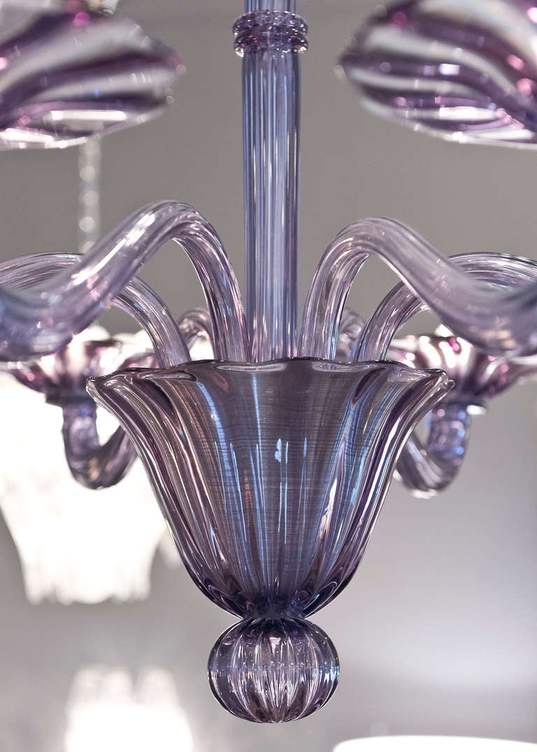 Murano Viola Glass Chandelier by Seguso 3