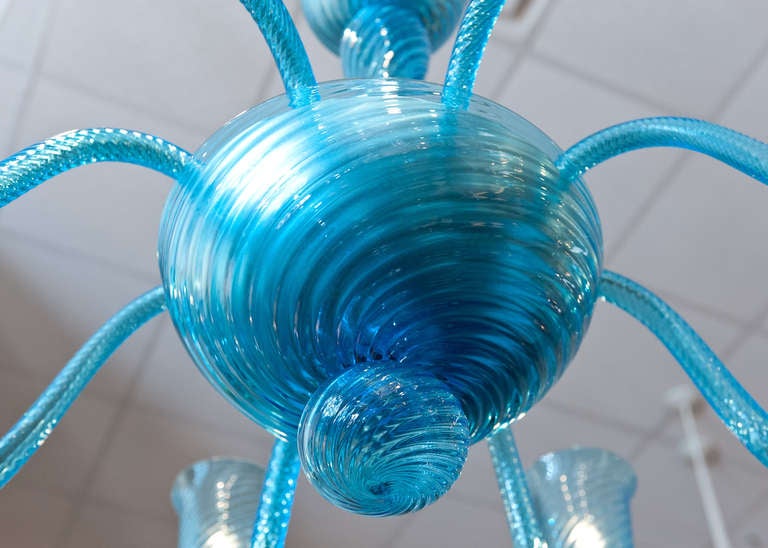 Cerulean Blue Murano Glass Chandelier 1
