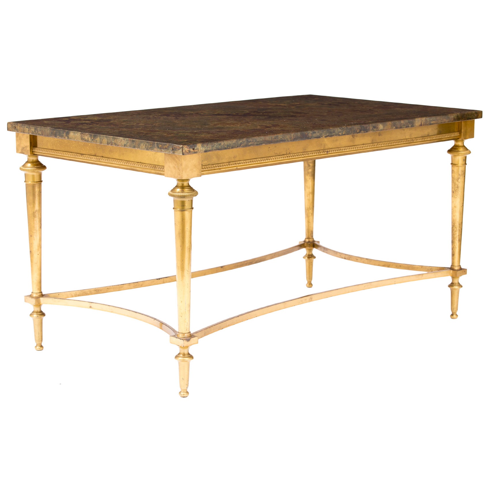 Art Deco Gilt Brass Tole-Top Coffee Table