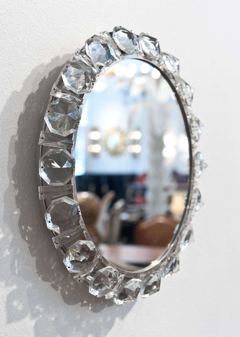 Vintage Faceted Crystals Crown Mirror at 1stDibs