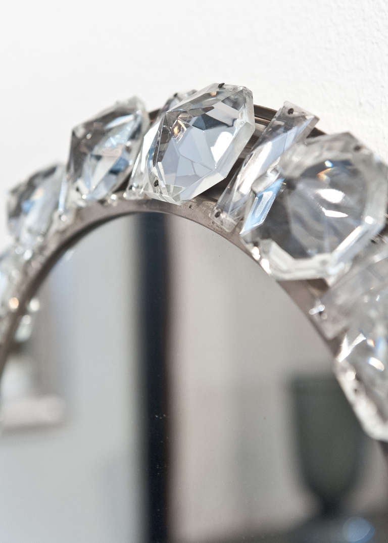 Vintage Faceted Crystals Crown Mirror at 1stDibs