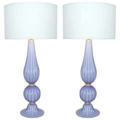 Pair of Murano Alexandrite Glass Lamps