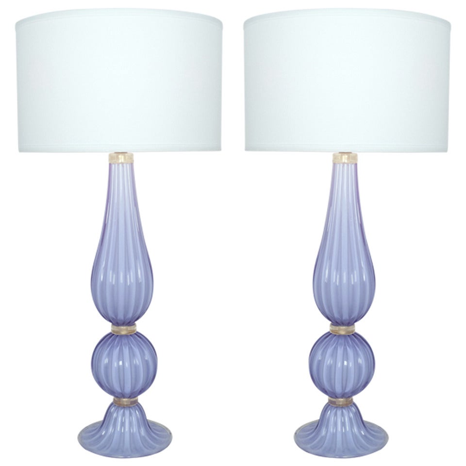 Pair of Murano Alexandrite Glass Lamps