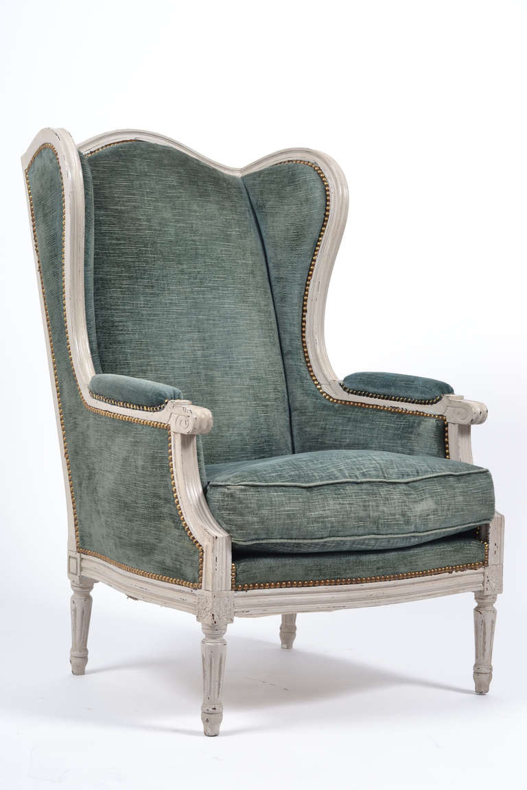 French Antique Louis XVI Style Wingback 