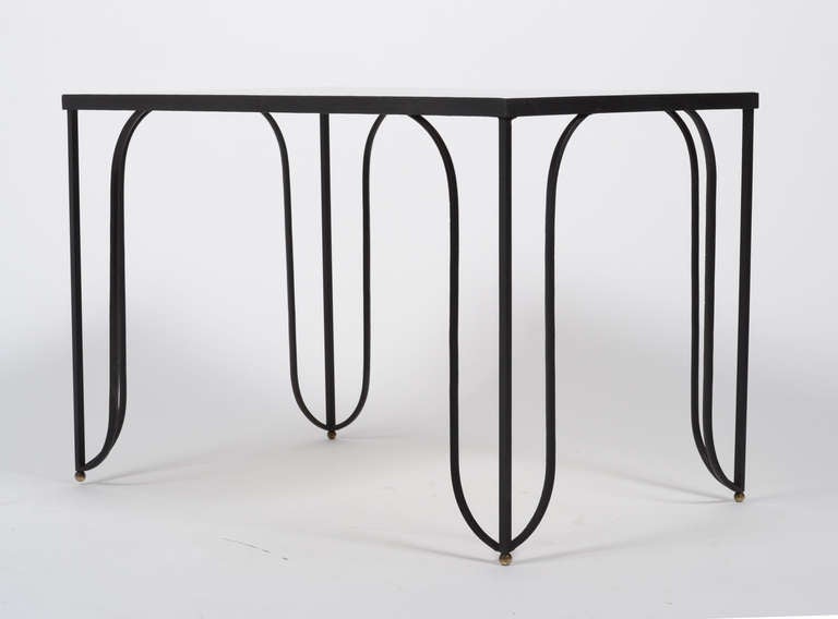 Mid-20th Century French Vintage Forged Iron and Mirror Coffee Table