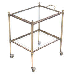 Brass Side Table on Casters