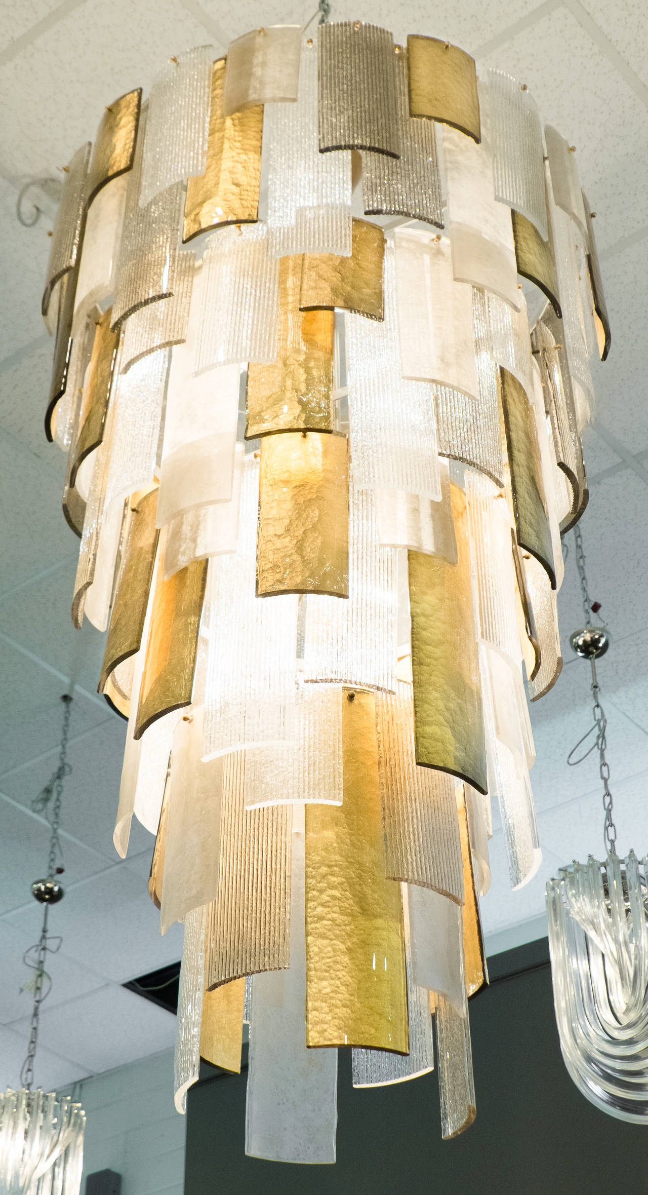 Contemporary Cascading Chandelier in Murano Glass