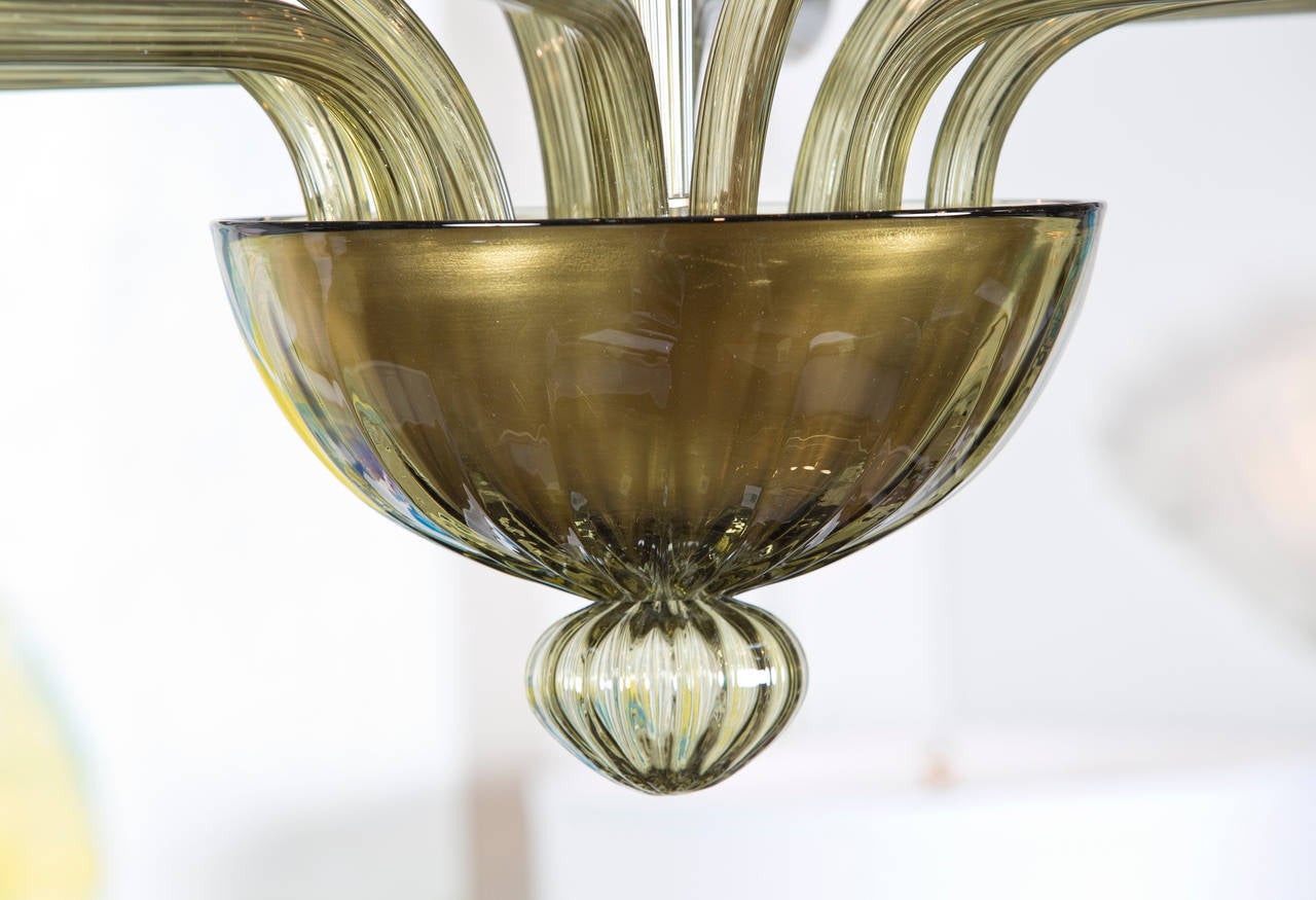 Murano Olive Green Glass Chandelier 2