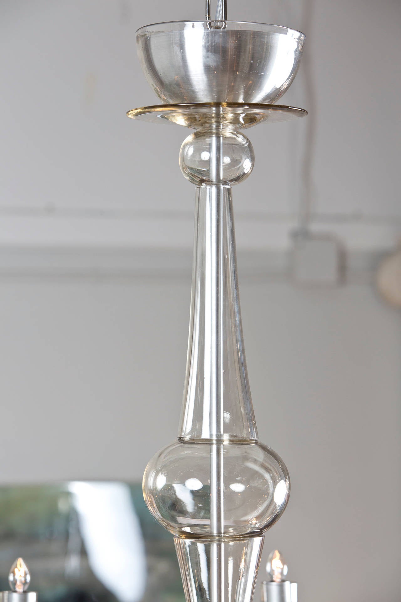 Mid-Century Modern Modernist Murano Cristallo Antico Glass Chandelier