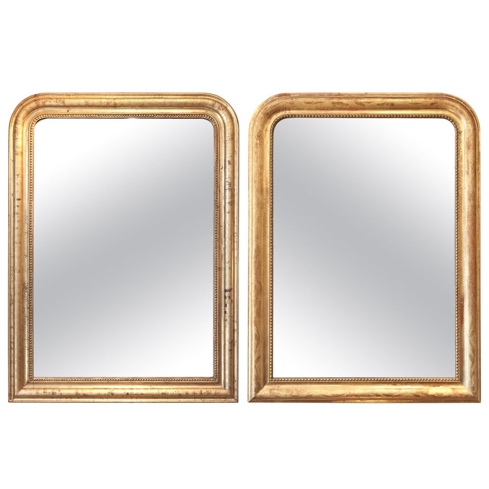 Pair of Louis Philippe Period Gold Leaf Mirrors